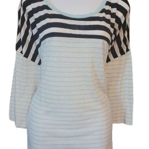 Lane Bryant 22/24 3X 3/4 Sleeve Navy And Blue Striped Drop Sleeve Shirt
